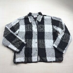 Pretty Woman Collection Black White Plaid Eyelash Texture Cotton Jacket Medium